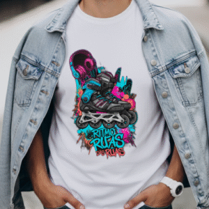 Camiseta patins detalhes rosa