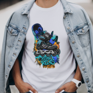 Camiseta patins detalhes azul